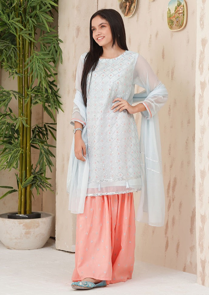 Tiffany Blue - Girl's Gharara Dress