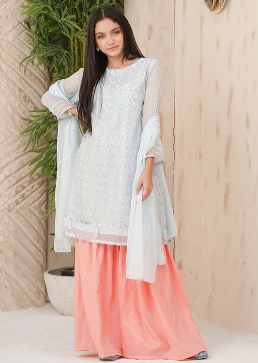 Tiffany Blue - Girl's Gharara Dress