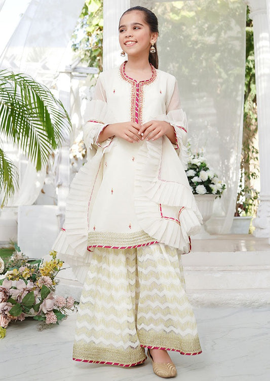 Ivory White - Girl's Gharara Dress