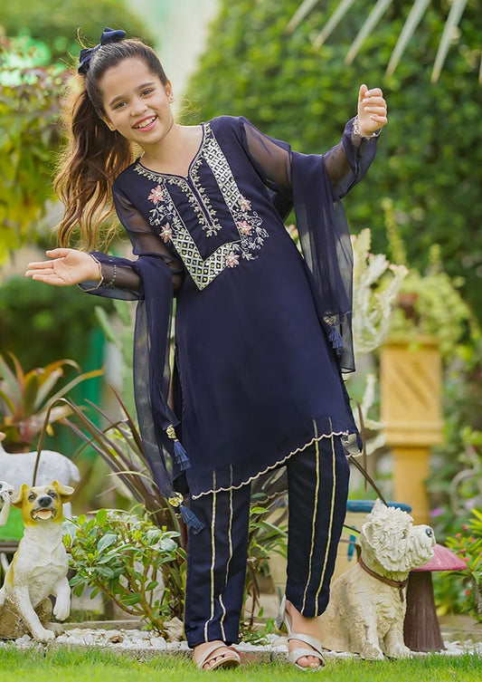 Navy Blue - Girl's Dress