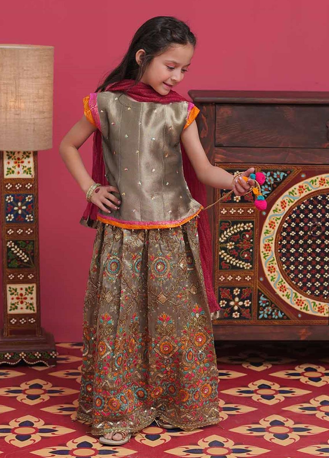 Gold- Girl's Lehnga Dress