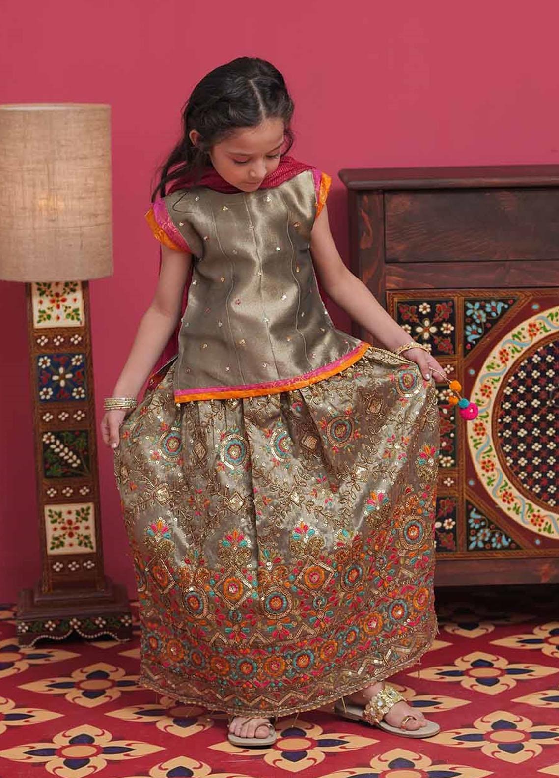 Gold- Girl's Lehnga Dress