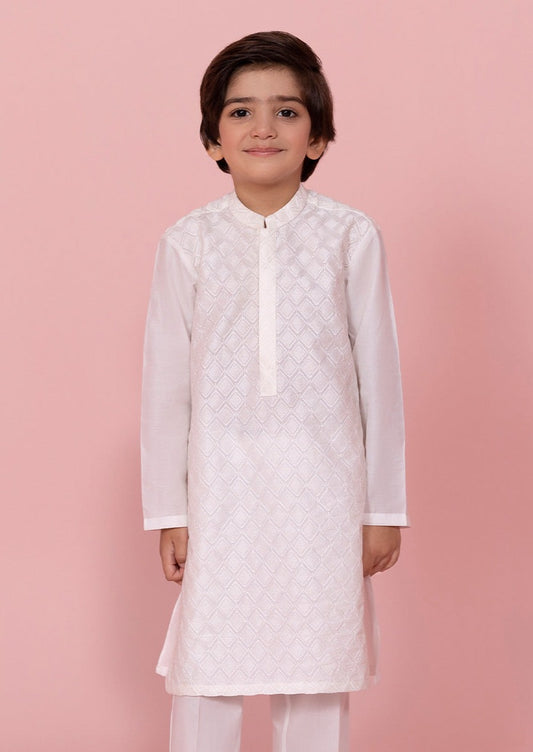 White - Boy's Kurta & Shalwar