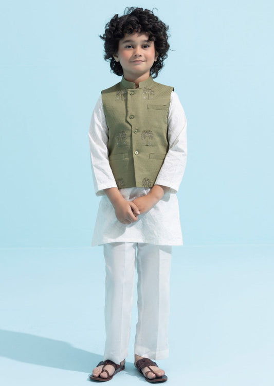 Olive -  Boys Waist Coat