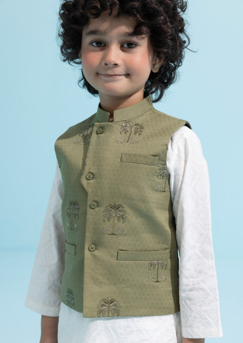 Olive -  Boys Waist Coat