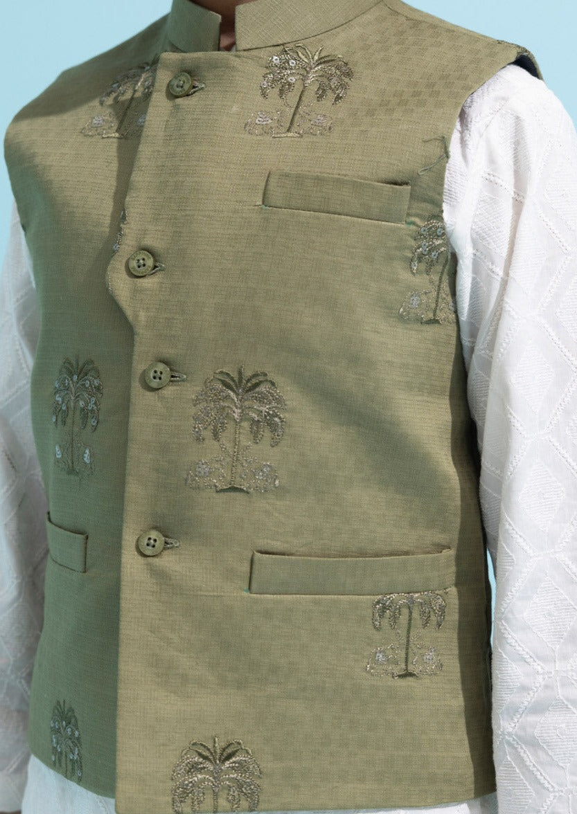 Olive -  Boys Waist Coat