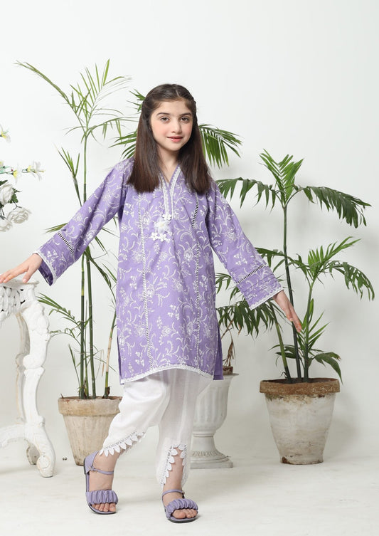 Purple - Girl's Kurta