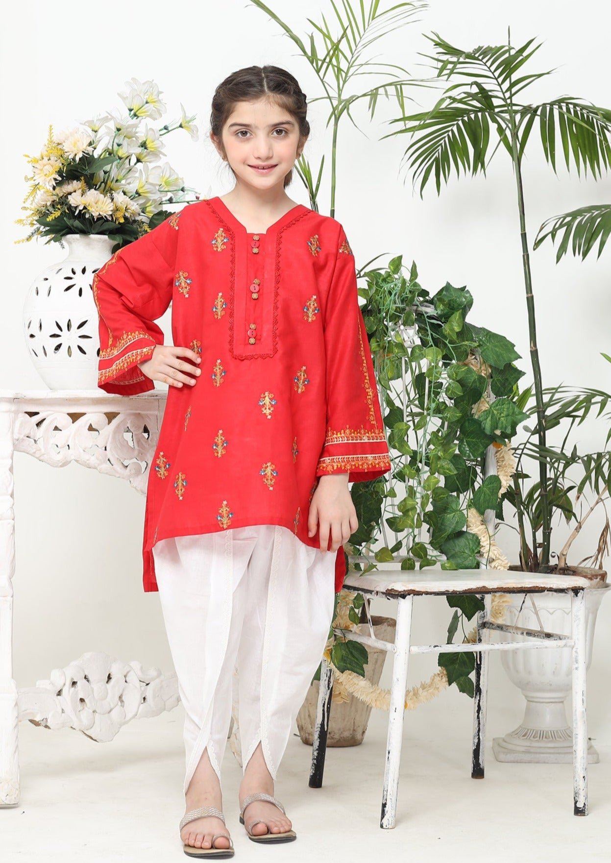 Red - Girl's Kurta