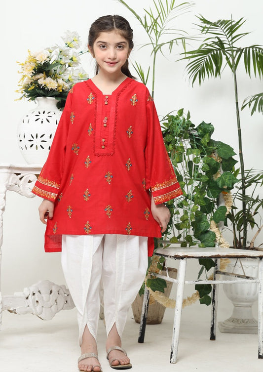 Red - Girl's Kurta