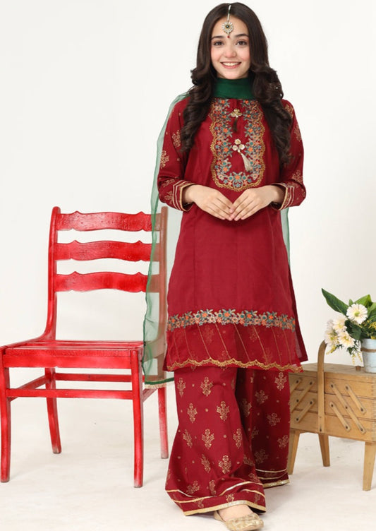 Maroon - Girl's Dress