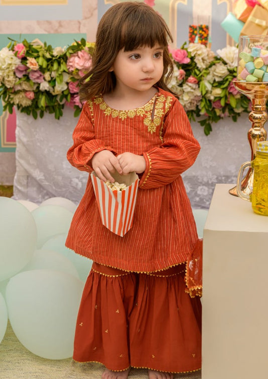 Rust - Infant Girl's Gharara Dress