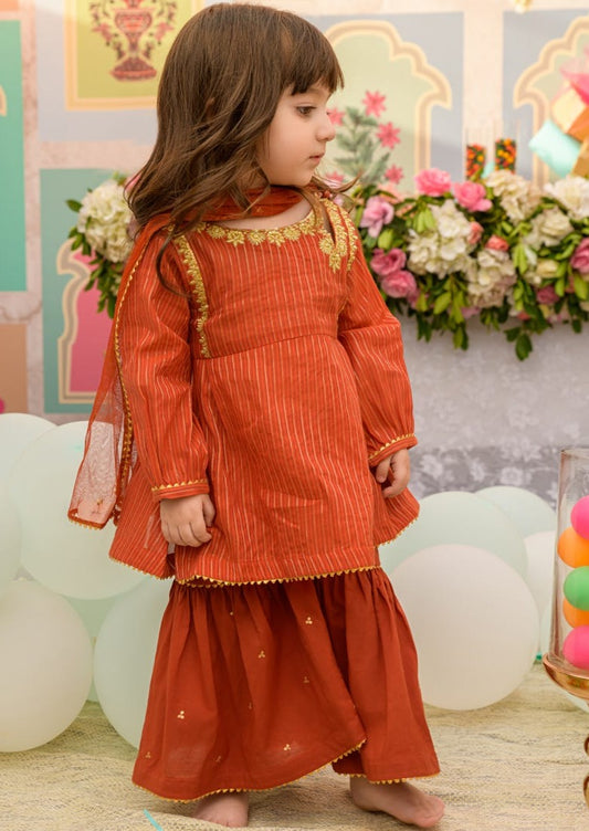 Rust - Infant Girl's Gharara Dress