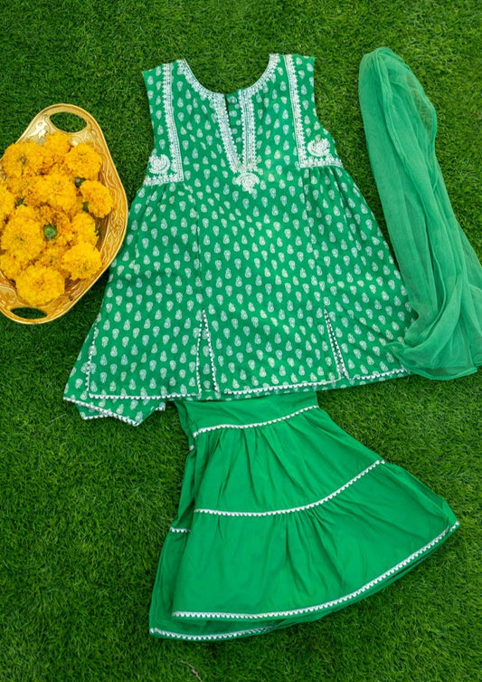 Green - Infant Girl's Gharara Dress