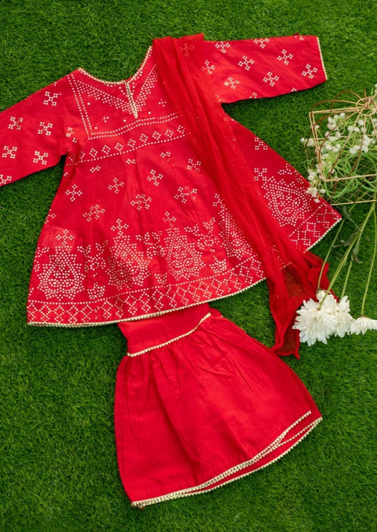 Red - Infant Girl's Gharara Dress