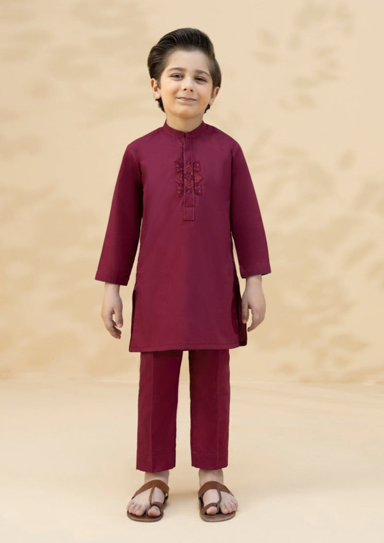 Maroon - Boy's Kurta & Shalwar