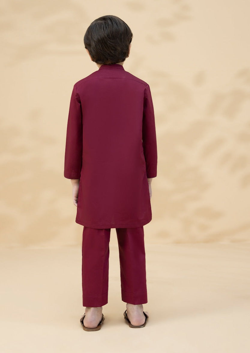 Maroon - Boy's Kurta & Shalwar