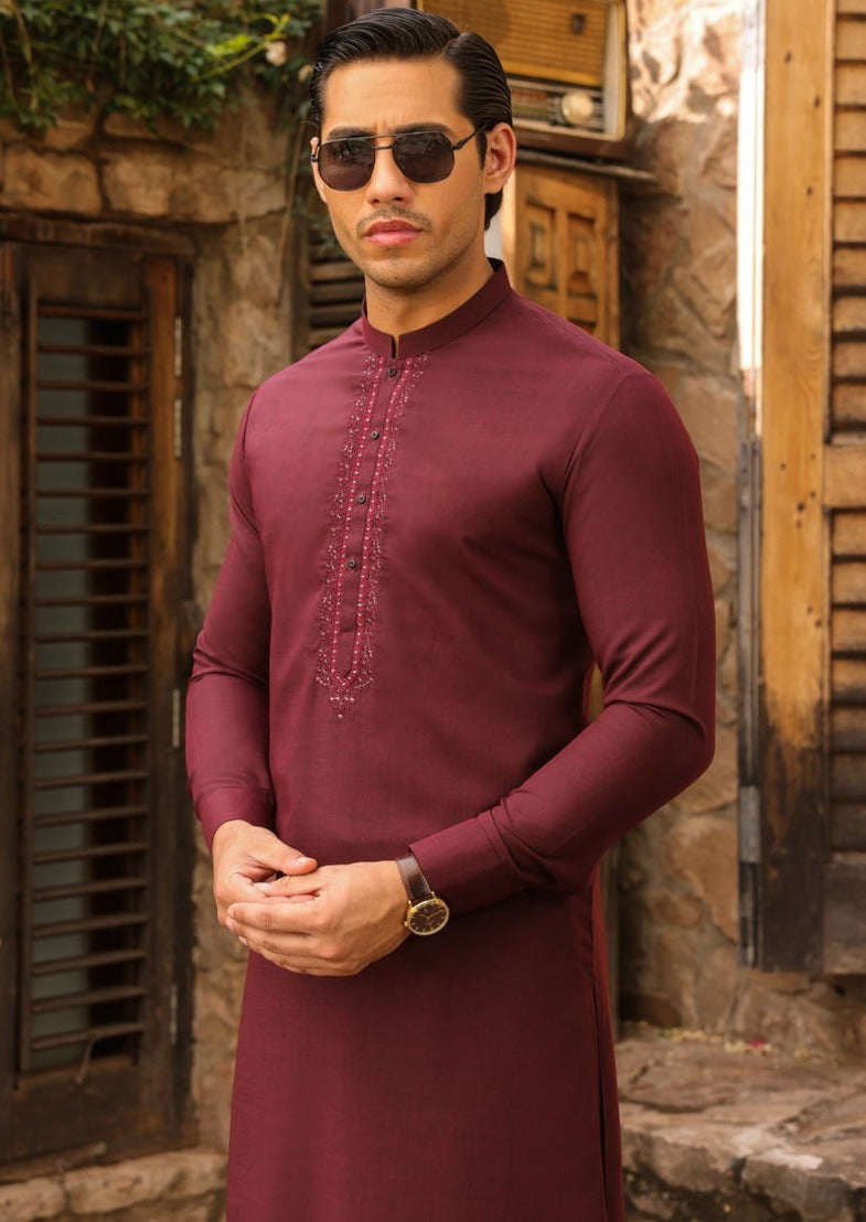 Maroon - Men's Kameez Shalwar