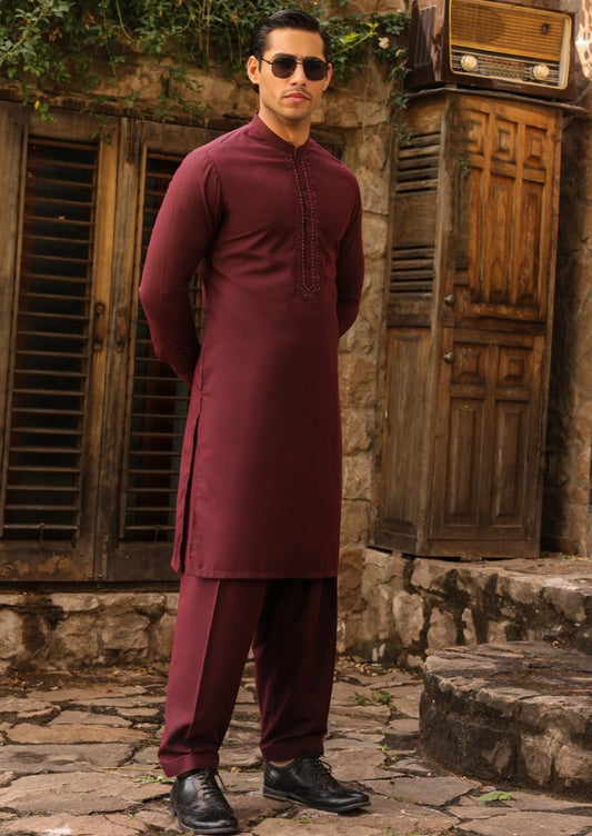 Maroon - Men's Kameez Shalwar