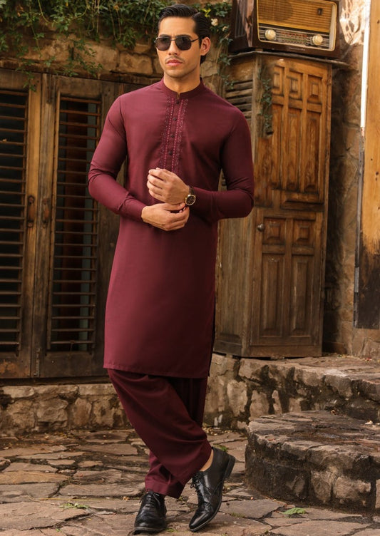 Maroon - Men's Kameez Shalwar
