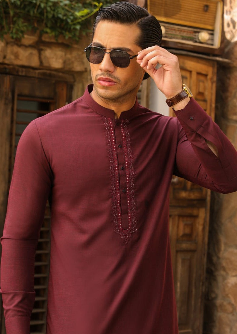 Maroon - Men's Kameez Shalwar