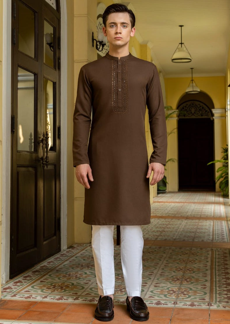 Mehndi Brown - Teen Boys Kurta