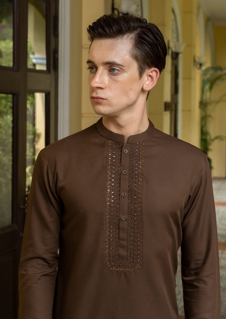 Mehndi Brown - Teen Boys Kurta