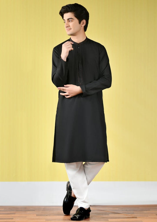 Black - Teen Boys Kurta