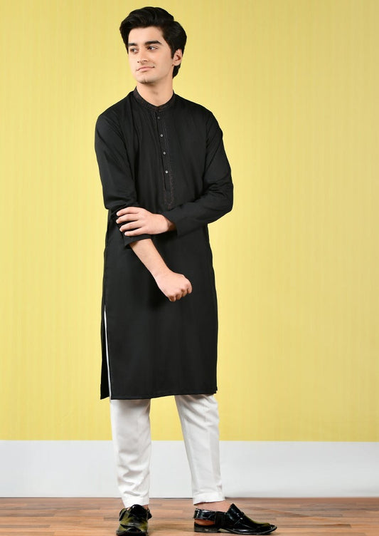 Black - Teen Boys Kurta