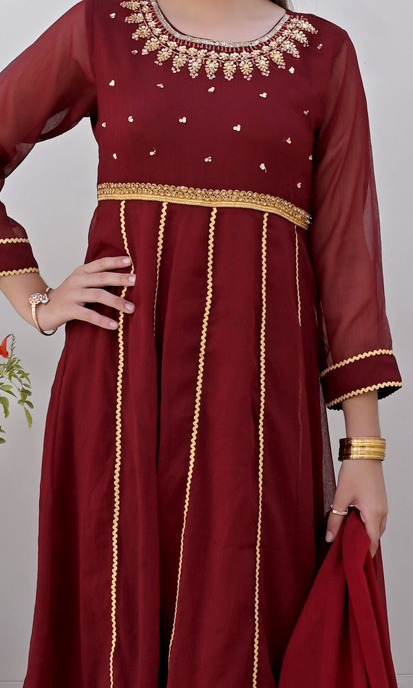 Maroon - Girl's Dress