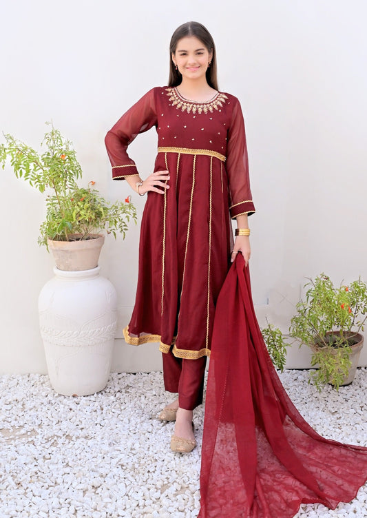 Maroon - Girl's Dress