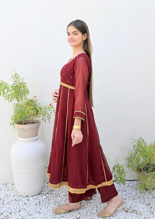 Maroon - Girl's Dress