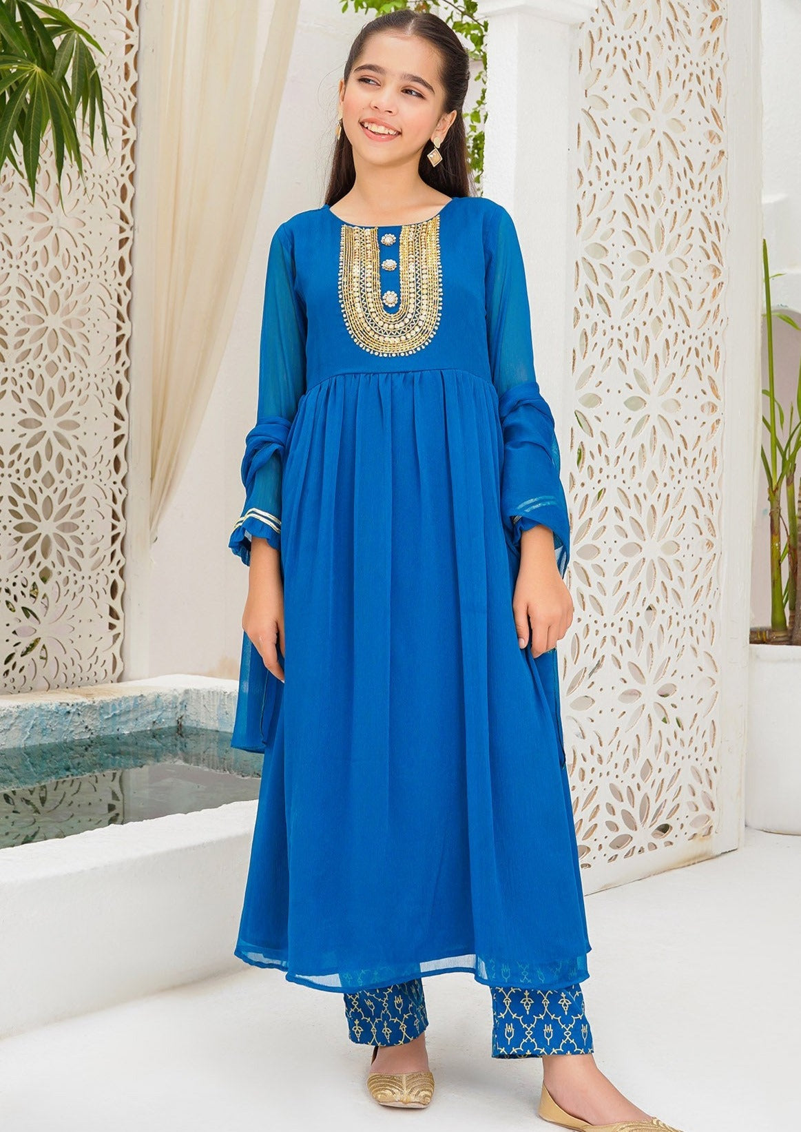 Teal Blue - Girl's Dress