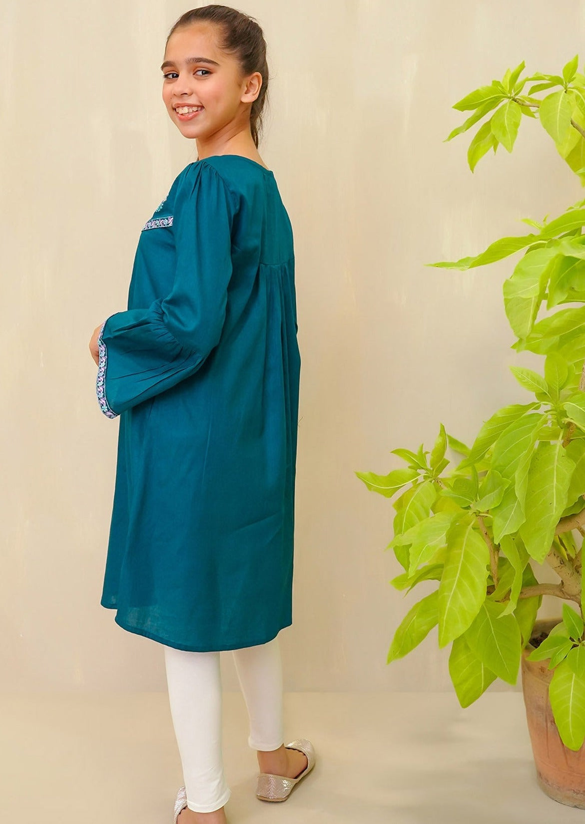 Teal Blue - Girl's Kurta
