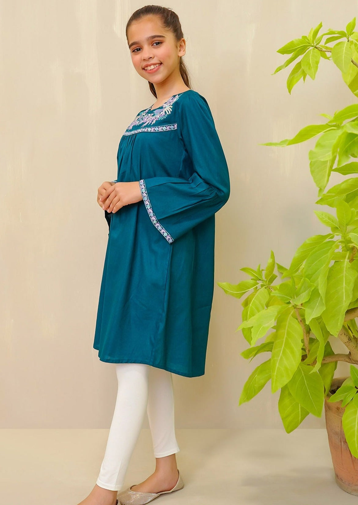 Teal Blue - Girl's Kurta