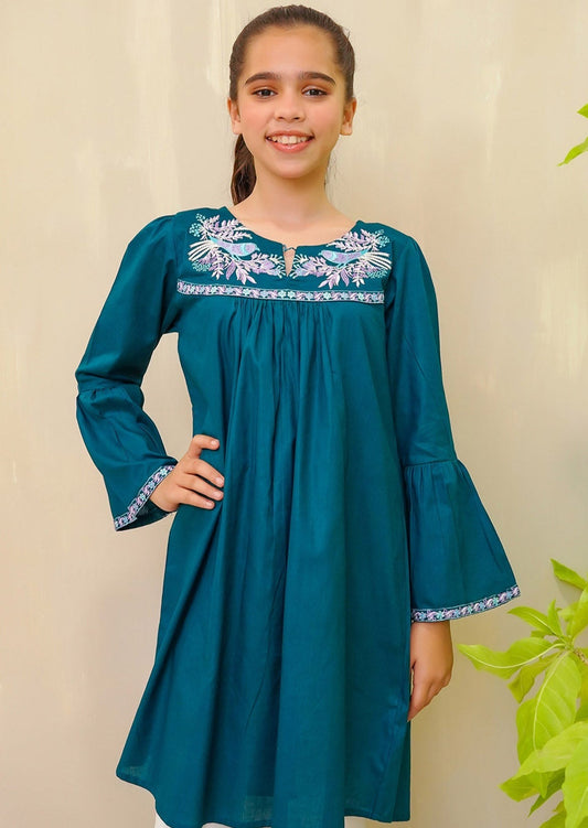 Teal Blue - Girl's Kurta