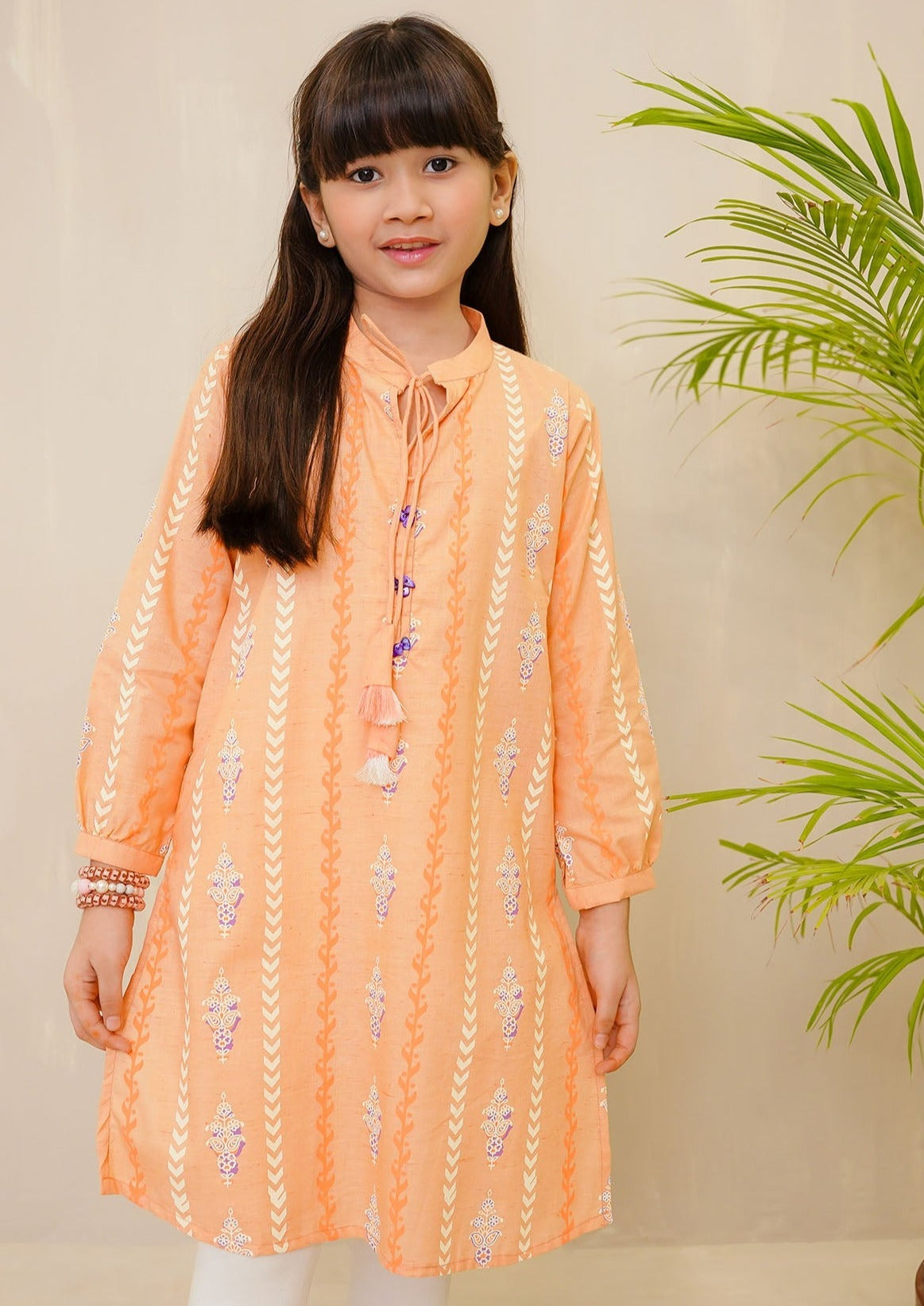 Peach - Girl's Kurta