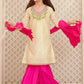 Beige & Pink - Girl's Gharara Dress
