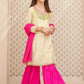 Beige & Pink - Girl's Gharara Dress