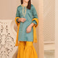 Teal Blue & Mustard - Girl's Gharara Dress