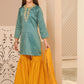 Teal Blue & Mustard - Girl's Gharara Dress