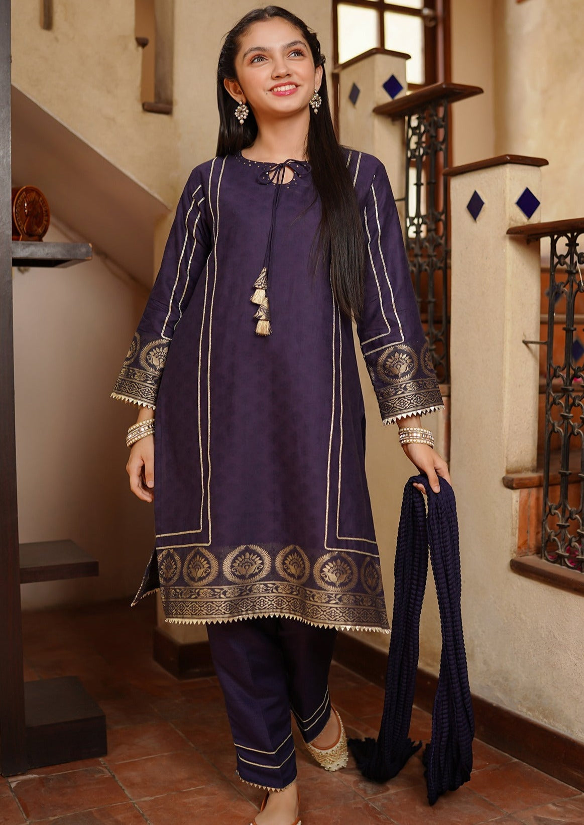Navy Blue - Girl's Dress