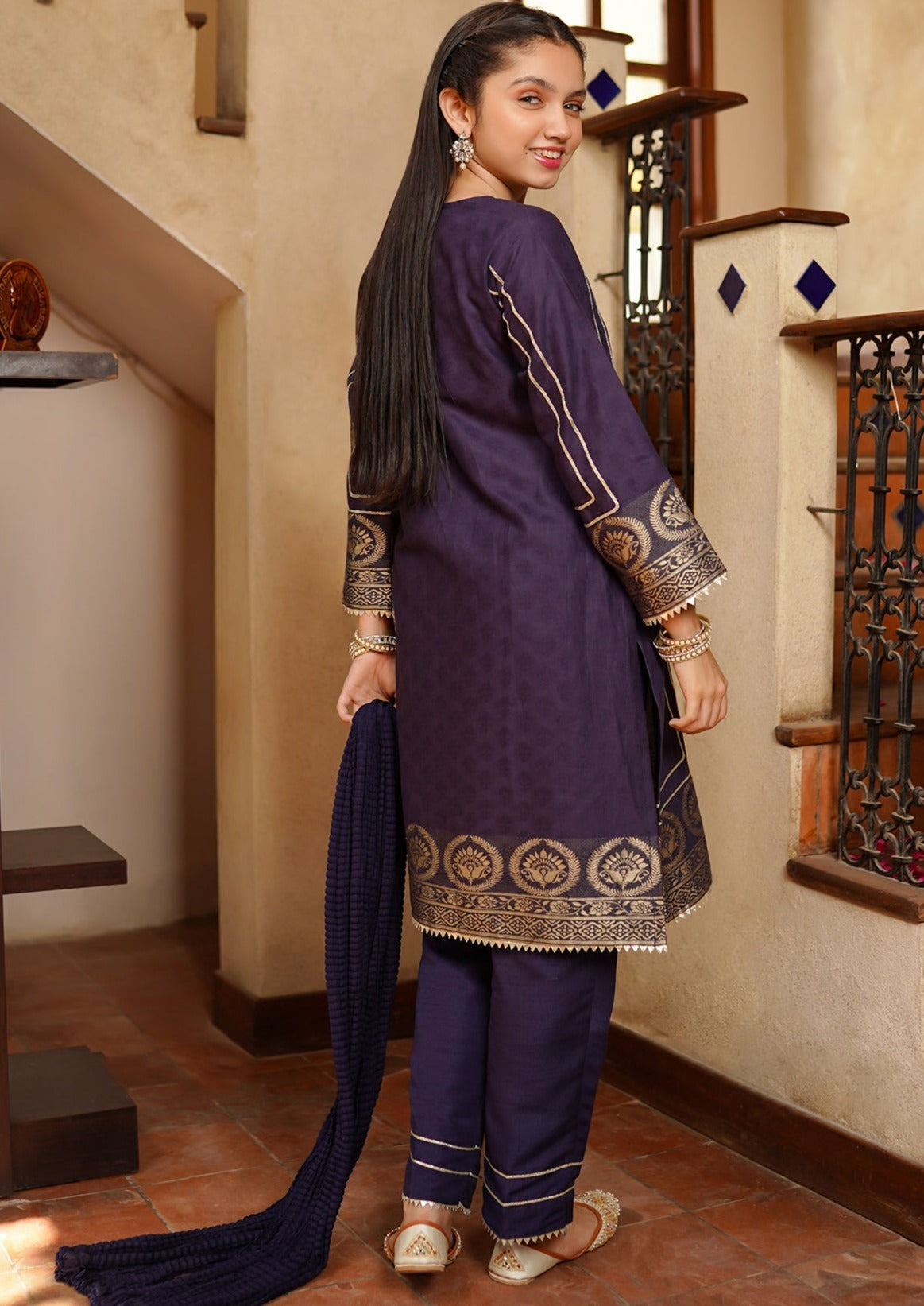 Navy Blue - Girl's Dress