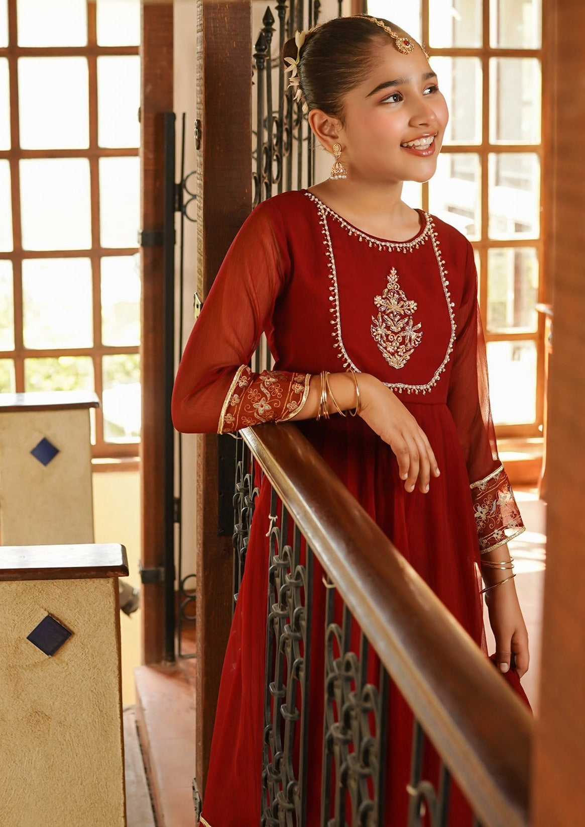 Maroon - Girl's Dress