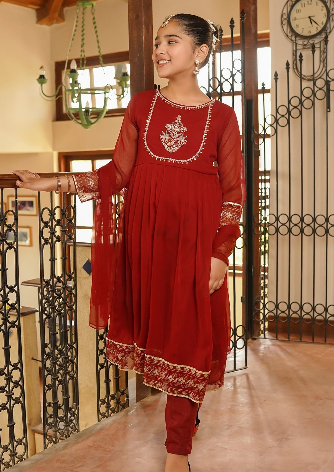 Maroon - Girl's Dress