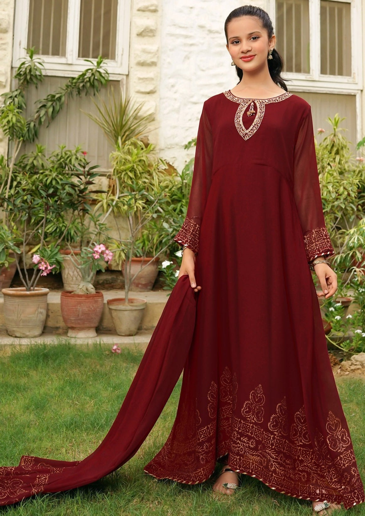Maroon - Girl's Dress