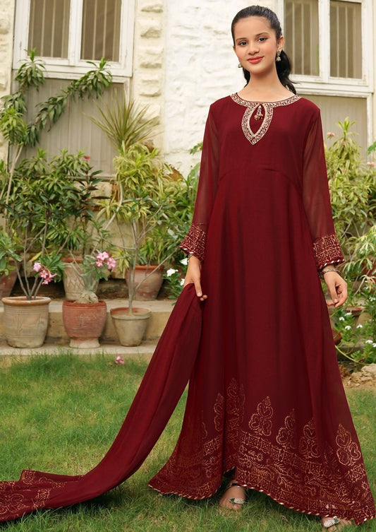 Maroon - Girl's Dress