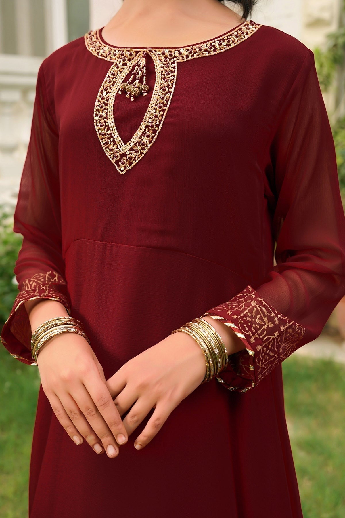 Maroon - Girl's Dress