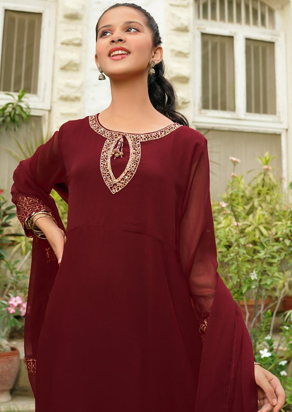 Maroon - Girl's Dress