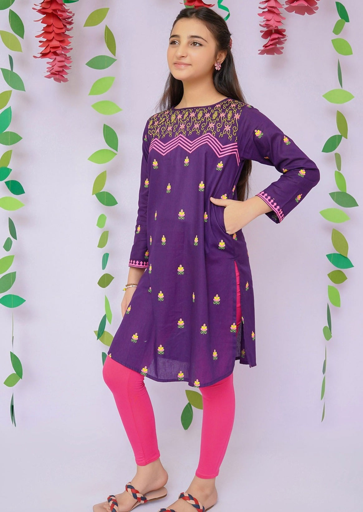 Purple - Girl's Kurta