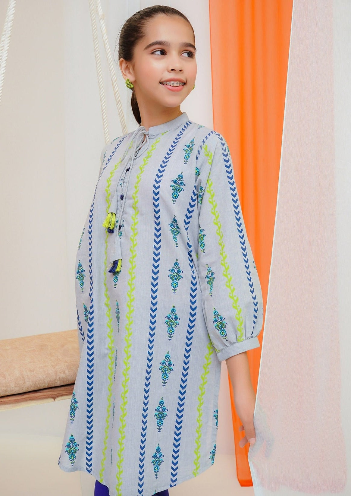 Grey - Girl's Kurta